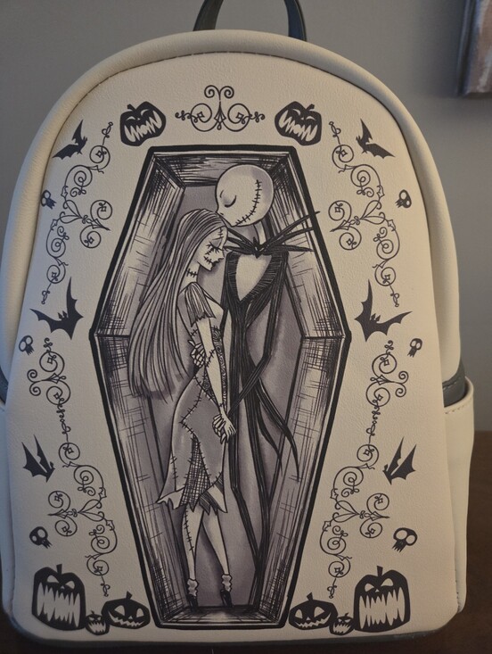 Disney Handbags - Tim Burton + Loungefly -Jack and Sally Illustrated Backpack NWT